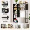 Multi-layer industrial-style metal storage rack, kitchen, living room and bathroom wall storage rack, black, simple and durable full image